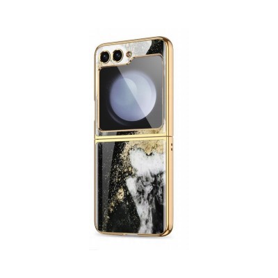 Husa Samsung Galaxy Z Flip5, Protect Mood Marble, Negru-Gold